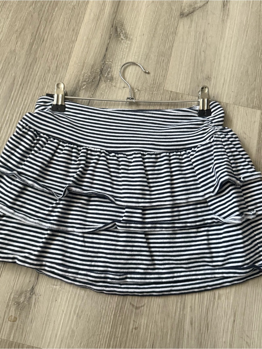 Hollister Black & White Striped Ruffle Mini Skirt